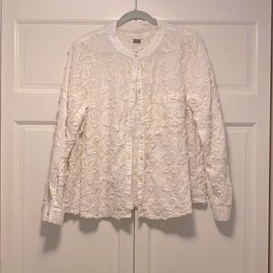 Pilcro and the Letterpress embroidered textured cream blouse large